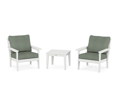Country Living Cottage 3-Piece Deep Seating Set in White / Cast Sage