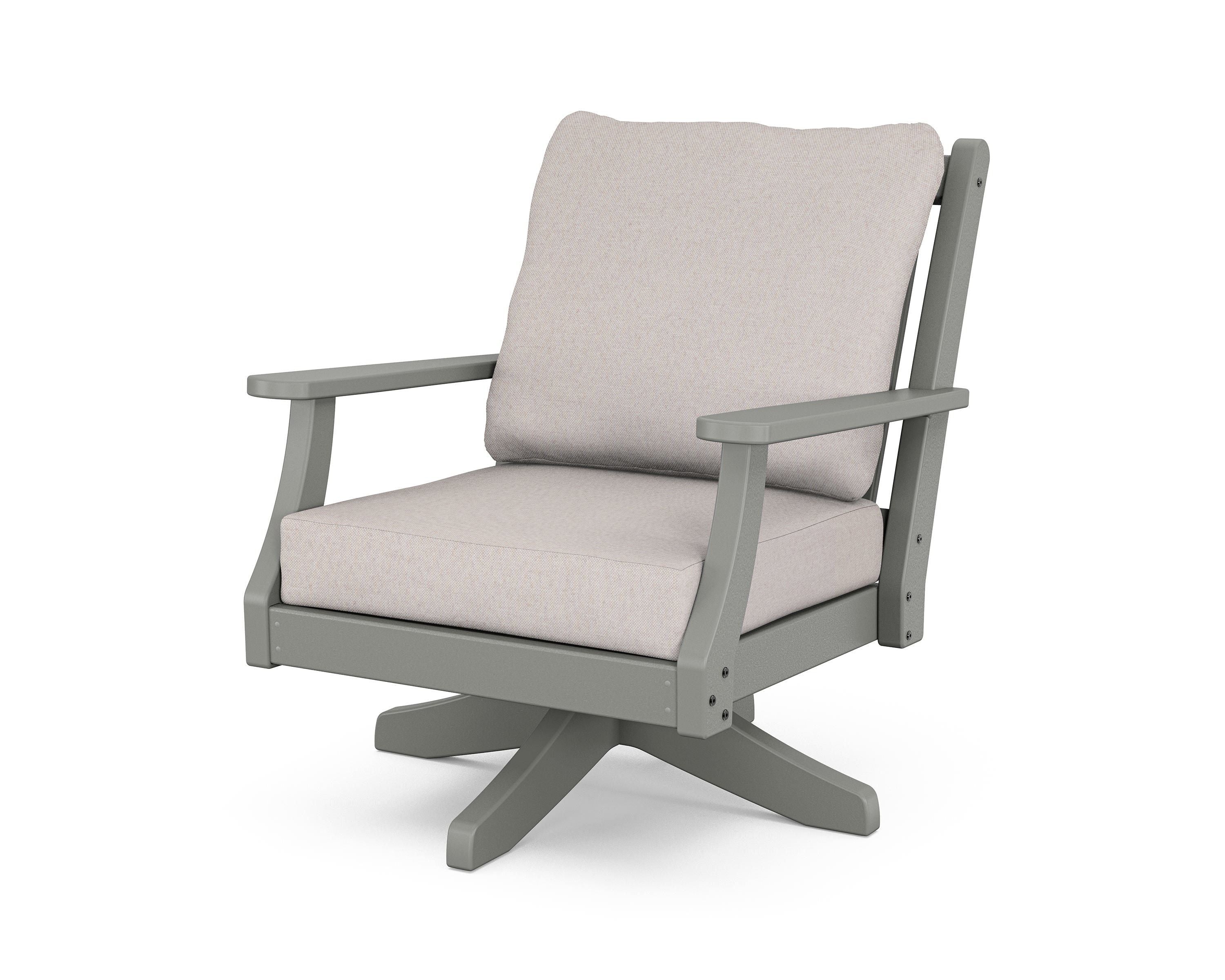 Country Living Wovendale Deep Seating Swivel Chair in Slate Grey / Dune Burlap