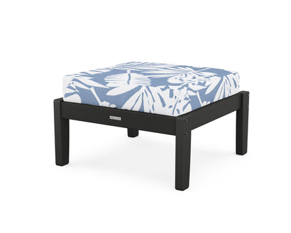 Martha Stewart by POLYWOOD® Chinoiserie Deep Seating Ottoman in Black / Leaf Sky Blue