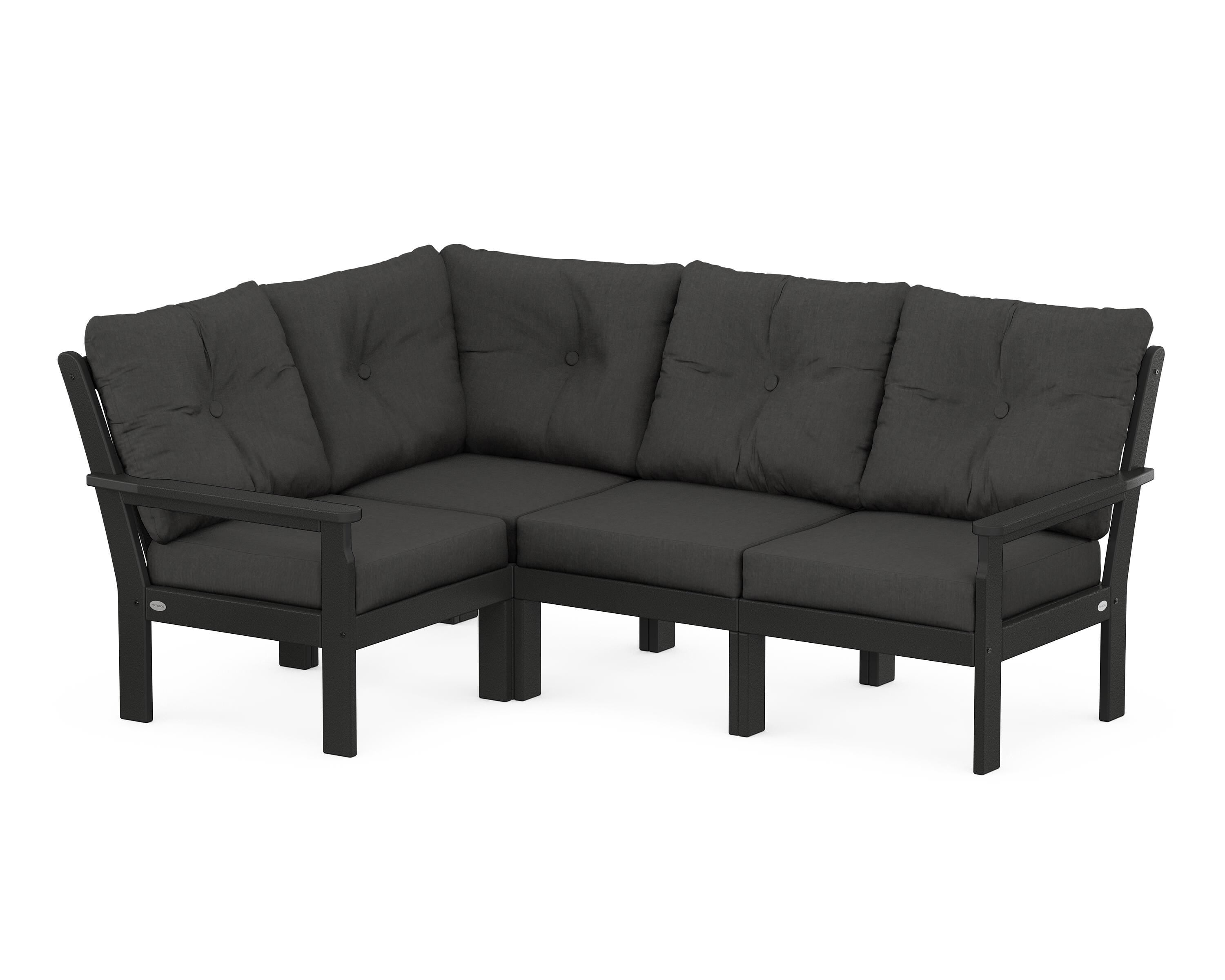 POLYWOOD® Vineyard 4-Piece Sectional in Black / Spectrum Carbon