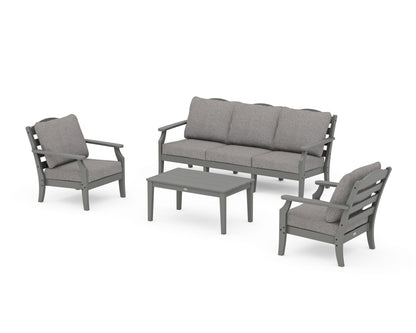 Draper James™ by  POLYWOOD® Savannah 4-Piece Deep Seating Set with Sofa in Slate Grey / Grey Mist