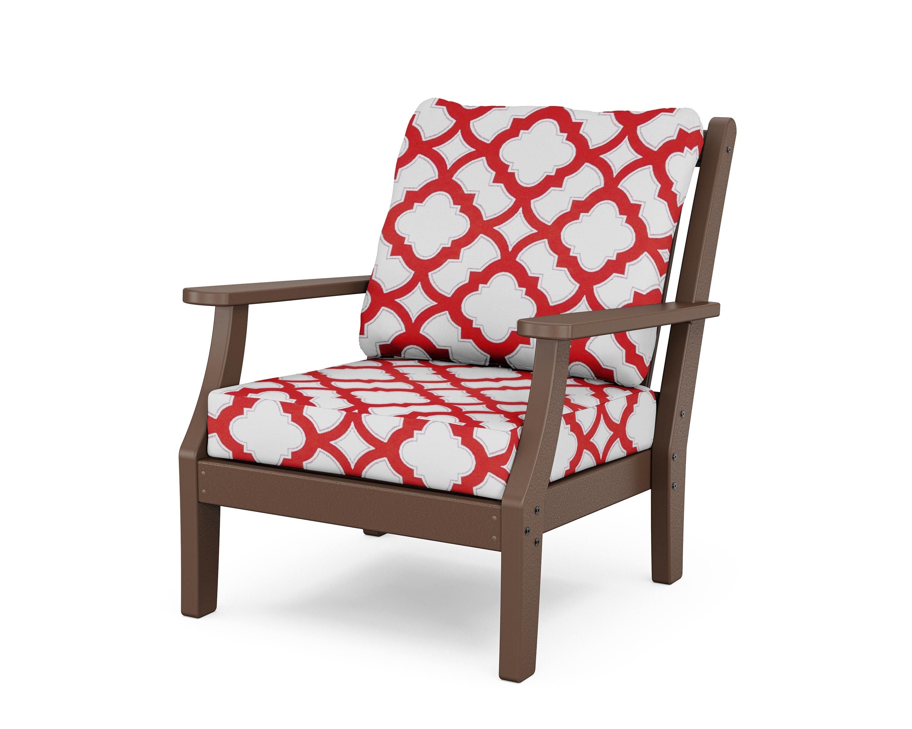 Country Living Wovendale Deep Seating Chair in Mahogany / Trellis Crimson