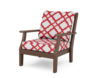 Country Living Wovendale Deep Seating Chair in Mahogany / Trellis Crimson