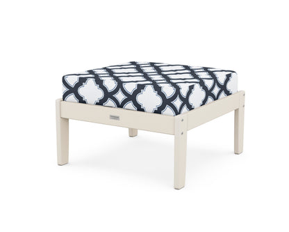 Country Living Cottage Deep Seating Ottoman in Sand / Trellis Marine Indigo