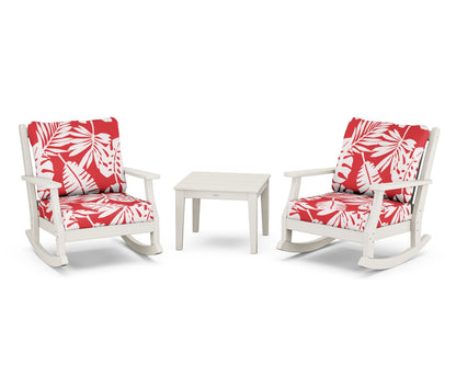 Country Living Wovendale 3-Piece Deep Seating Rocker Set in Sand / Leaf Crimson