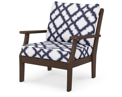 POLYWOOD® Braxton Deep Seating Chair in Mahogany / Trellis Navy