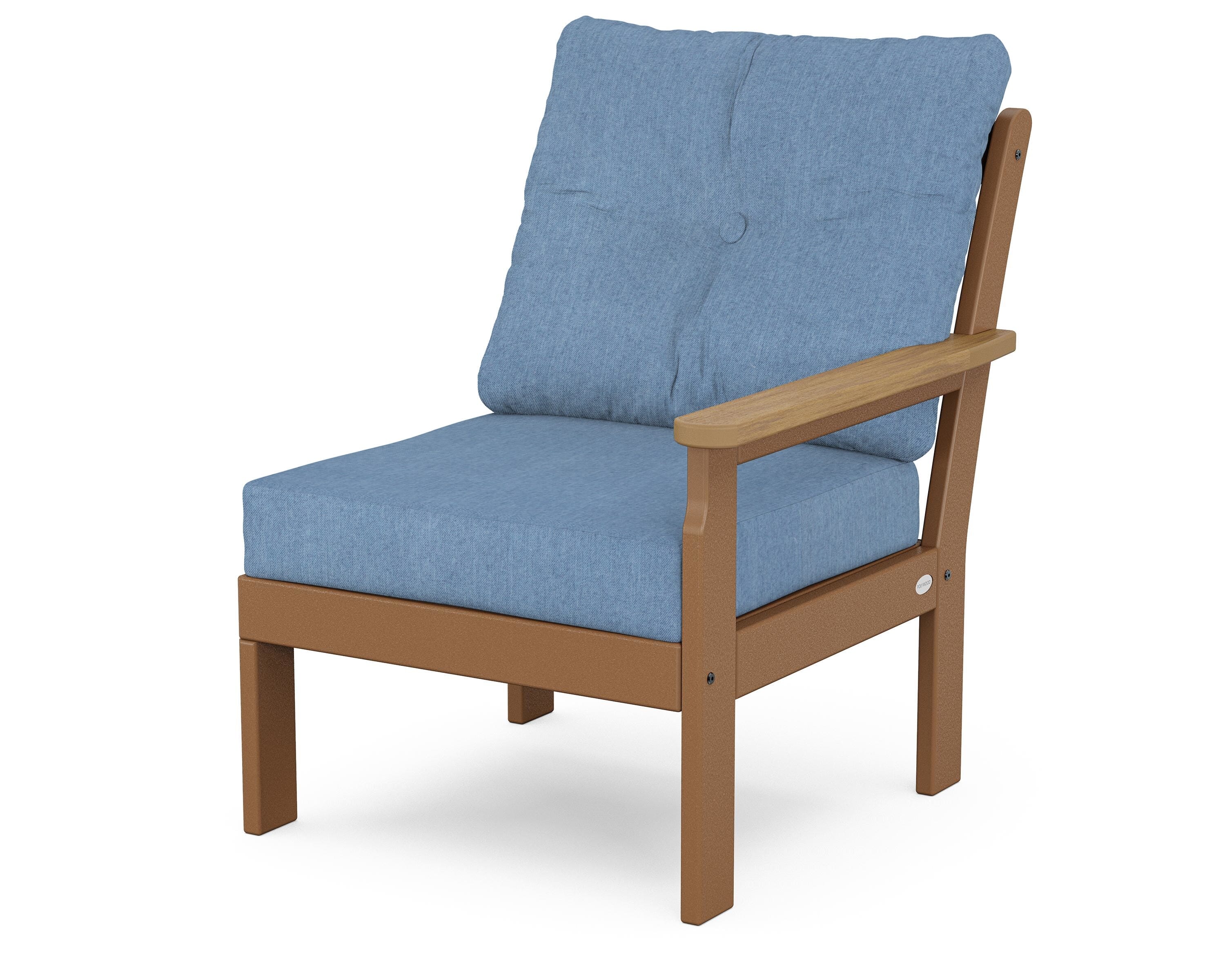 POLYWOOD® Vineyard Modular Right Arm Chair in Teak / Natural / Sky Blue