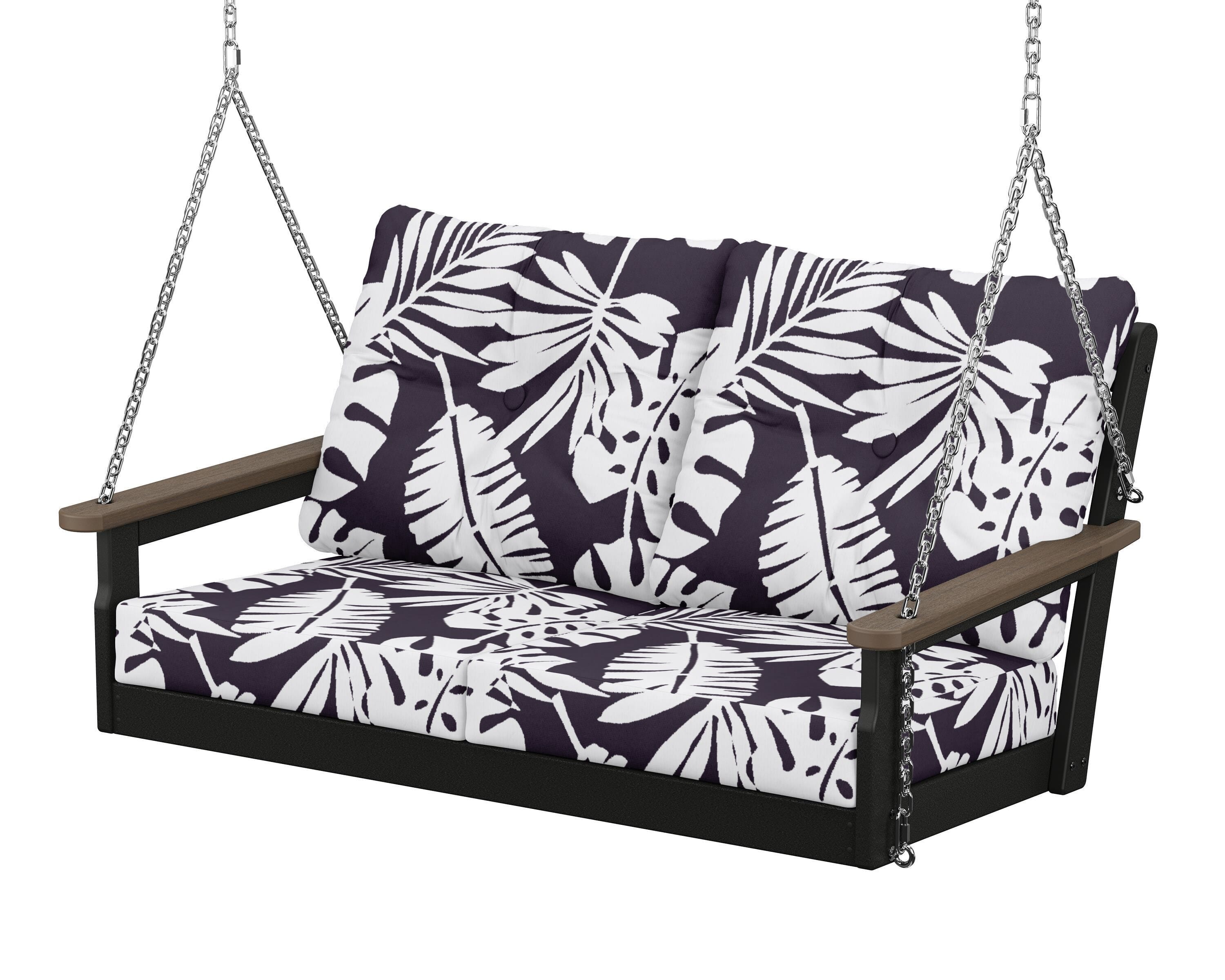 POLYWOOD® Vineyard Deep Seating Swing in Black / Kona / Leaf Navy