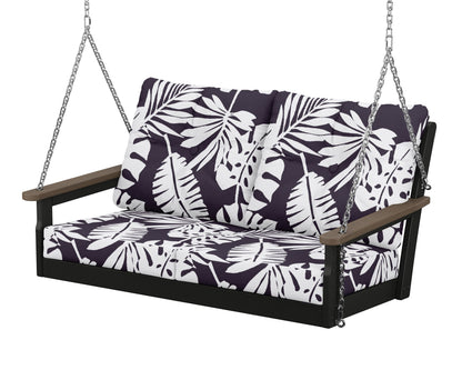POLYWOOD® Vineyard Deep Seating Swing in Black / Kona / Leaf Navy