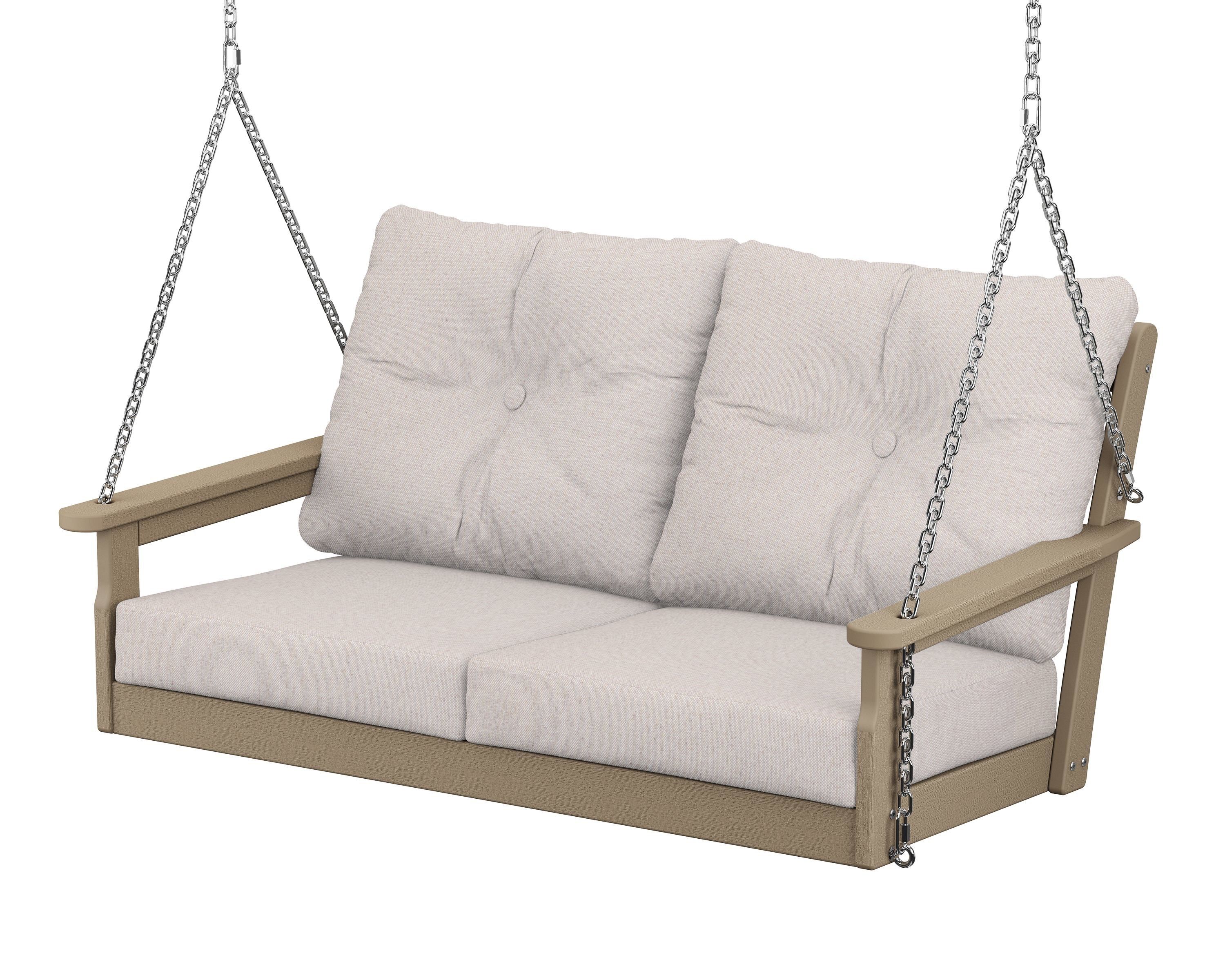 POLYWOOD® Vineyard Deep Seating Swing in Vintage Sahara / Dune Burlap