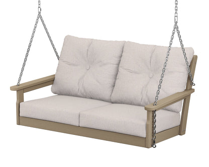 POLYWOOD® Vineyard Deep Seating Swing in Vintage Sahara / Dune Burlap