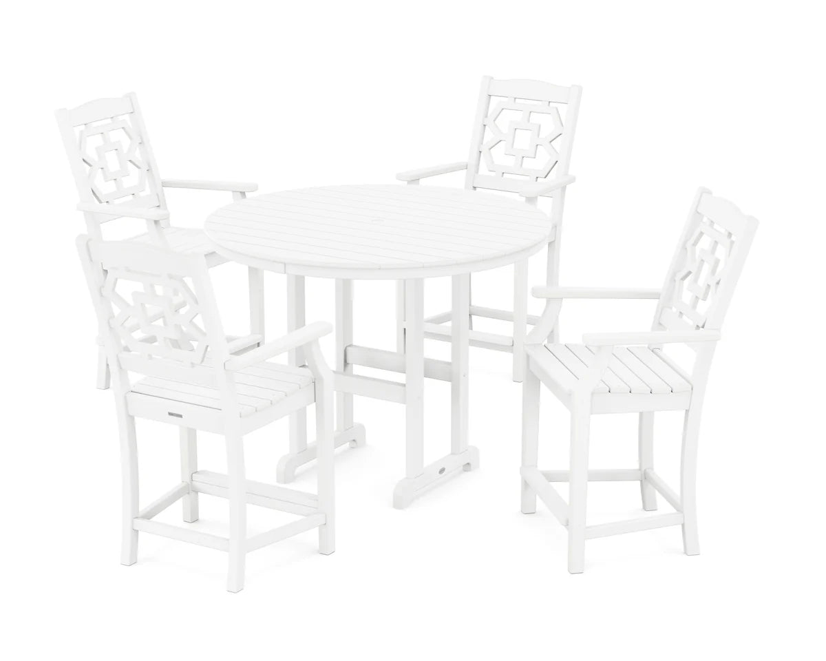 Chinoiserie 5-Piece Round Farmhouse Counter Set