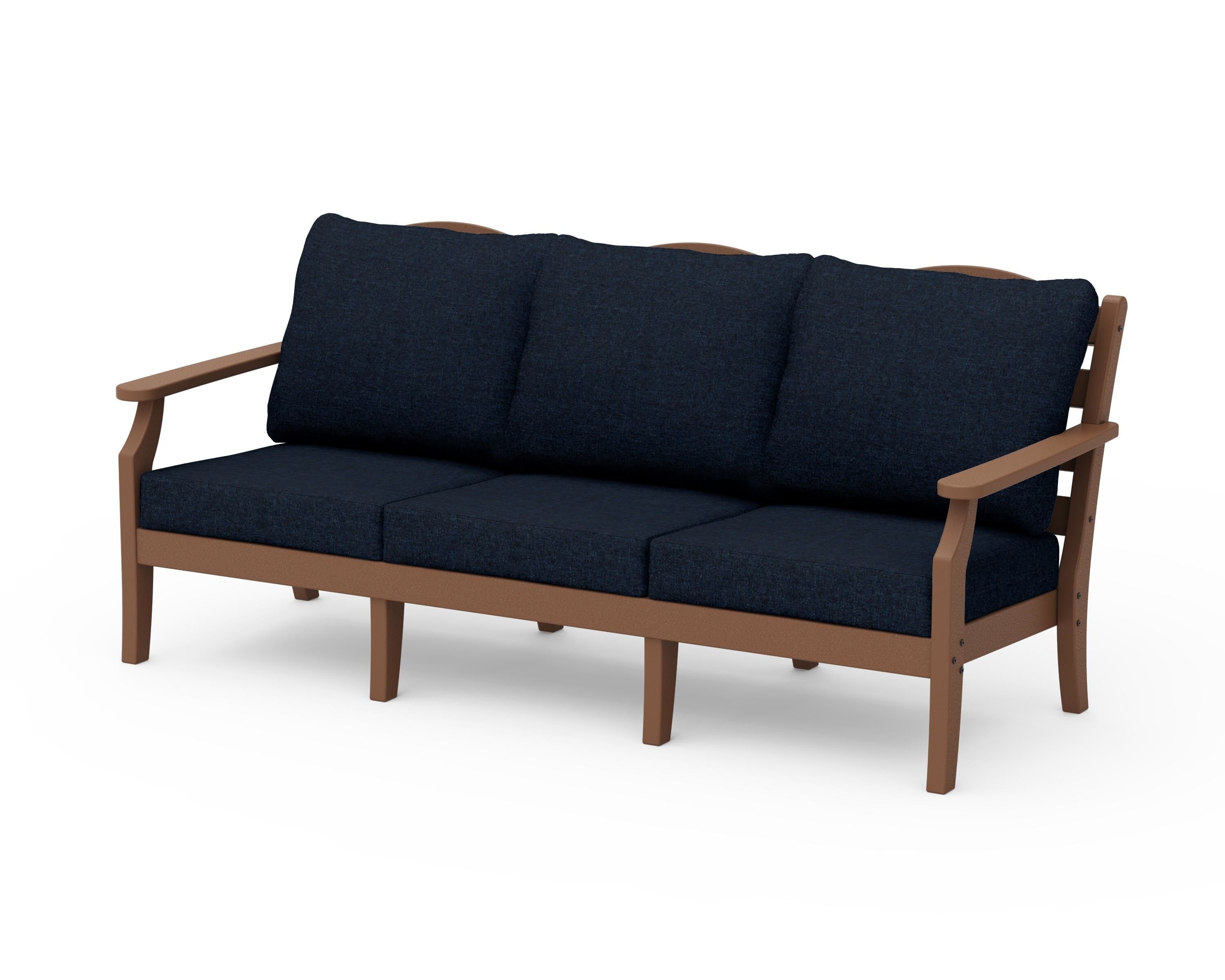 Draper James™ by  POLYWOOD® Savannah Deep Seating Sofa in Teak / Marine Indigo