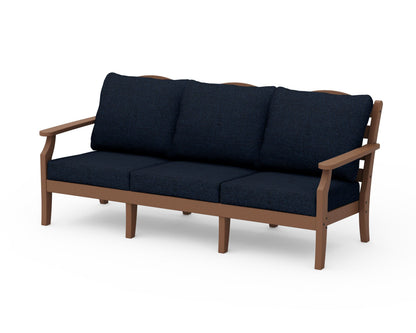 Draper James™ by  POLYWOOD® Savannah Deep Seating Sofa in Teak / Marine Indigo