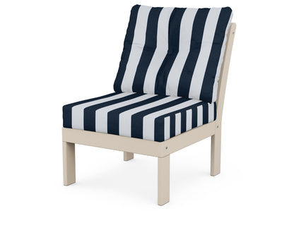 POLYWOOD® Vineyard Modular Armless Chair in Sand / Cabana Stripe Marine Indigo