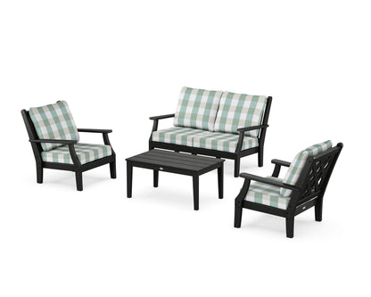 Country Living Wovendale 4-Piece Deep Seating Set with Loveseat in Black / Buffalo Plaid Glacier Spa