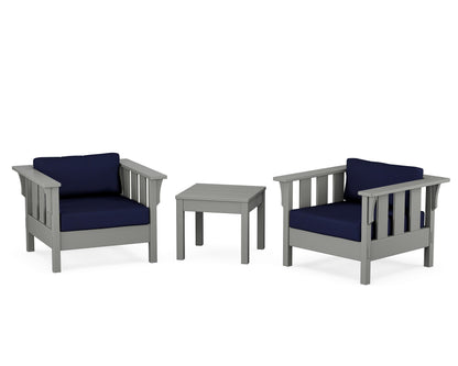 Martha Stewart by POLYWOOD® Acadia 3-Piece Deep Seating Set in Slate Grey / Navy