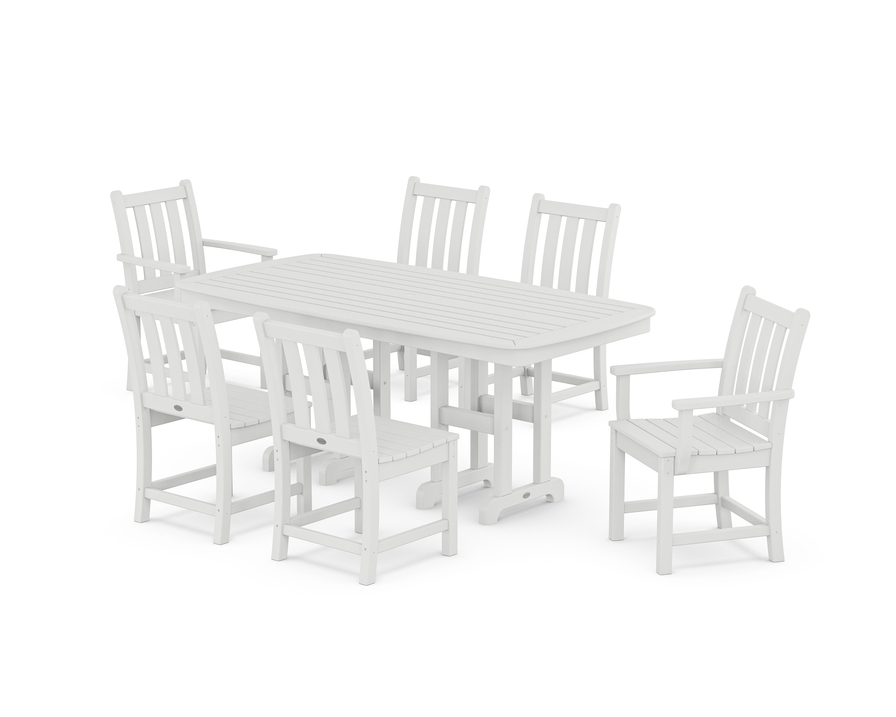 POLYWOOD® Traditional Garden 7-Piece Dining Set in White