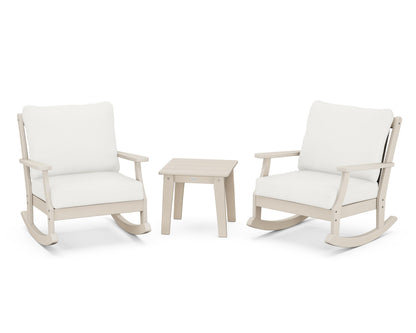 POLYWOOD® Braxton 3-Piece Deep Seating Rocker Set in Sand / Natural Linen