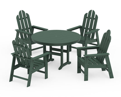 POLYWOOD® Long Island 5-Piece Round Farmhouse Dining Set in Green