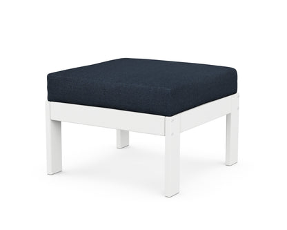 POLYWOOD® Vineyard Modular Ottoman in White / Marine Indigo