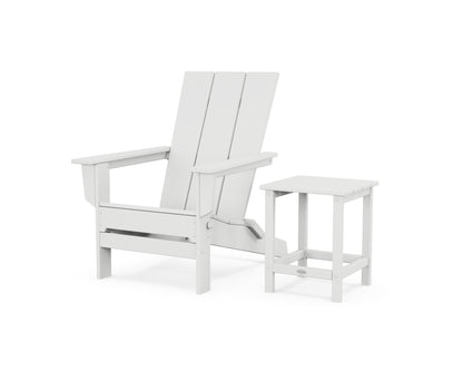 POLYWOOD® Modern Studio Folding Adirondack Chair with Side Table in White