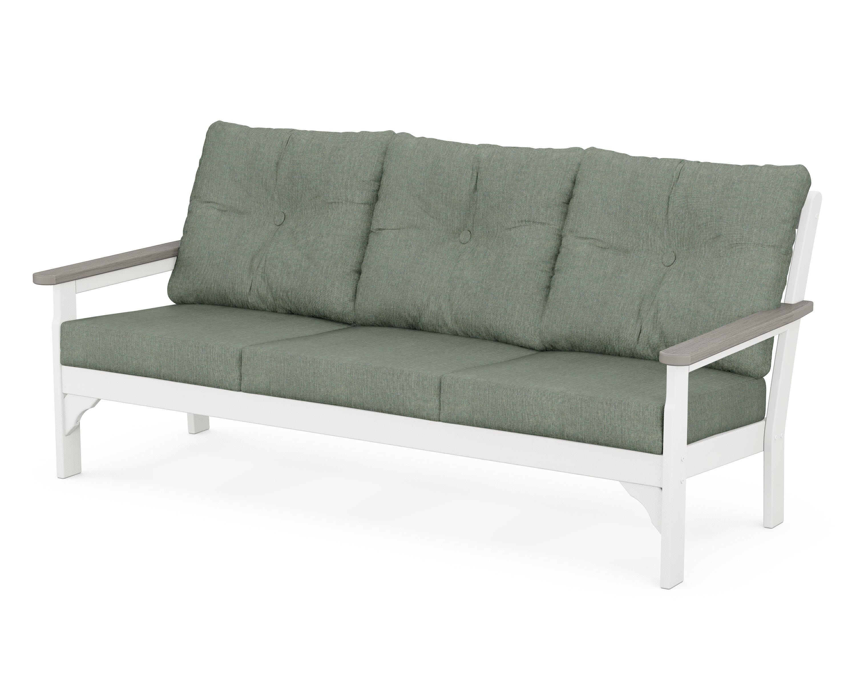 POLYWOOD® Vineyard Deep Seating Sofa in White / Driftwood / Cast Sage