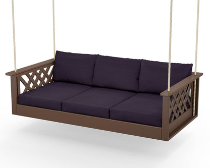 Country Living Wovendale Daybed Swing in Mahogany / Navy Linen