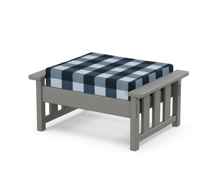 Martha Stewart by POLYWOOD® Acadia Deep Seating Ottoman in Slate Grey / Buffalo Plaid Marine Indigo