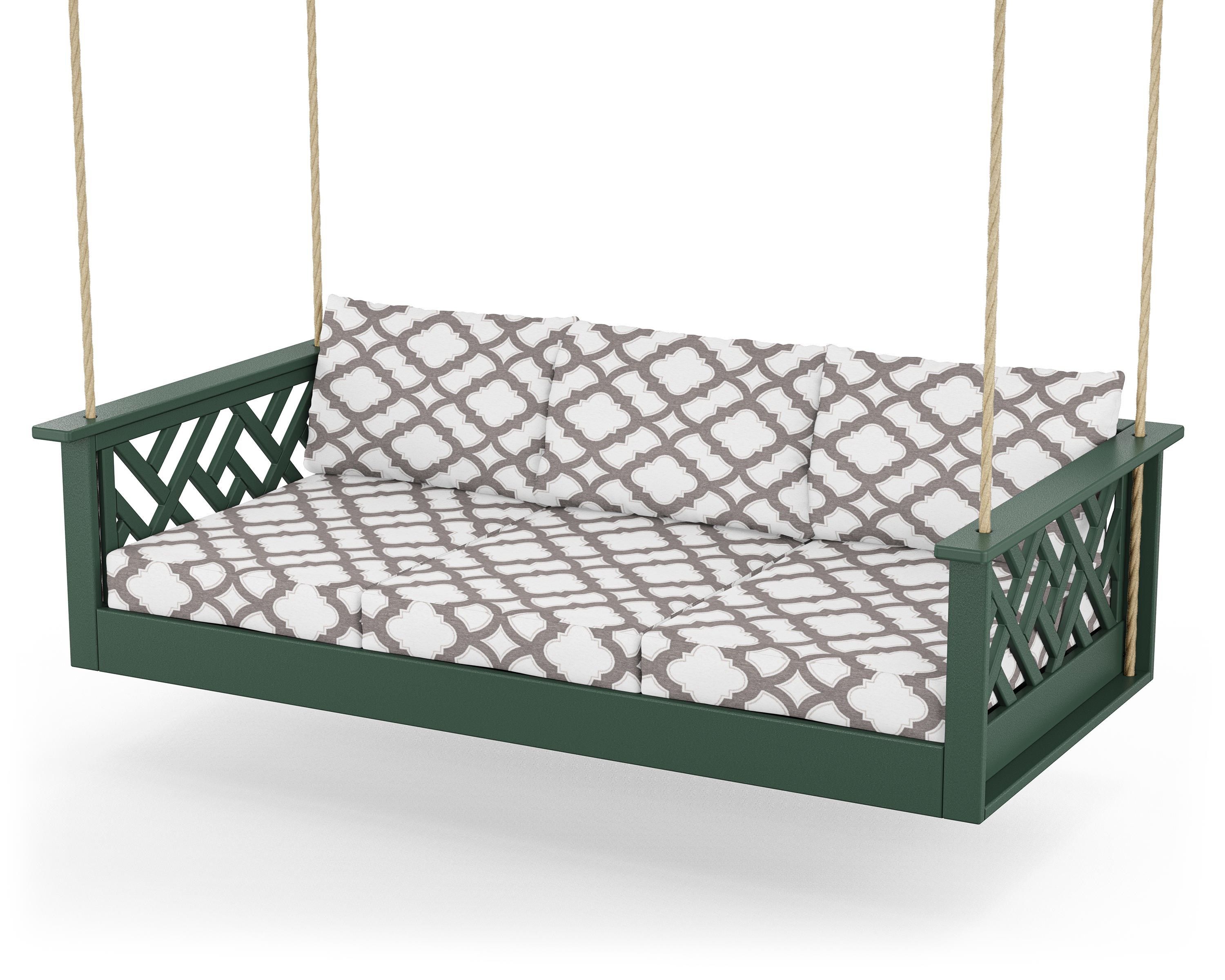 POLYWOOD® Chippendale Daybed Swing in Green / Trellis Grey Mist