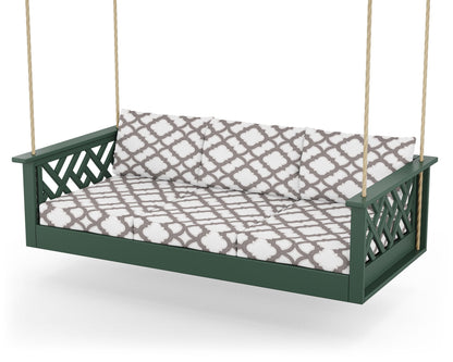POLYWOOD® Chippendale Daybed Swing in Green / Trellis Grey Mist
