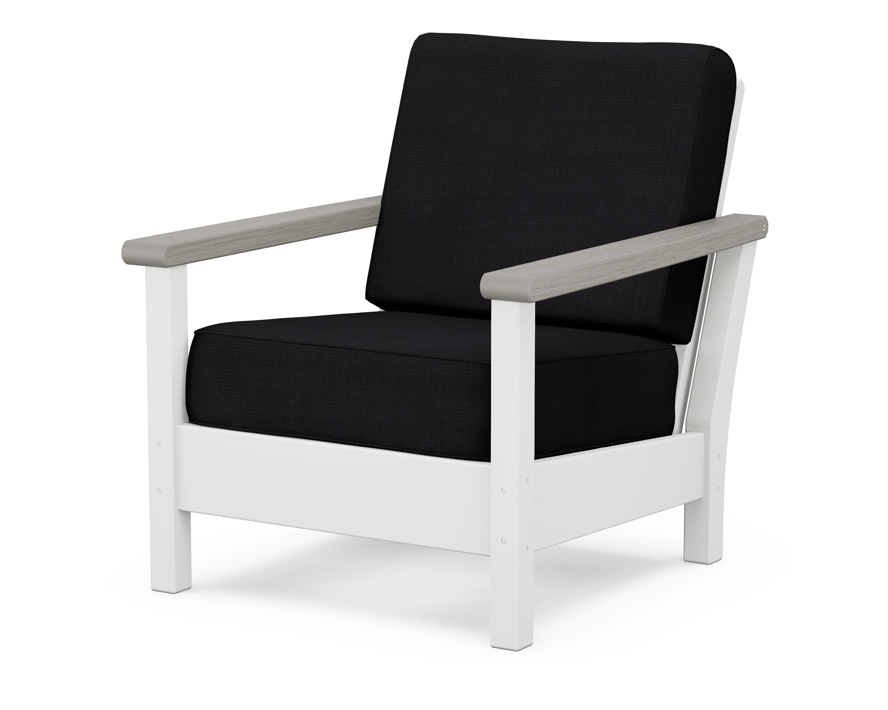 POLYWOOD® Harbour Deep Seating Chair in White / Driftwood / Midnight Linen
