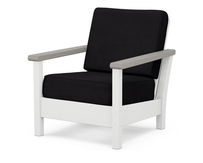 POLYWOOD® Harbour Deep Seating Chair in White / Driftwood / Midnight Linen