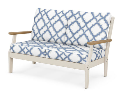 POLYWOOD® Braxton Deep Seating Loveseat in Sand / Natural / Trellis Sky Blue
