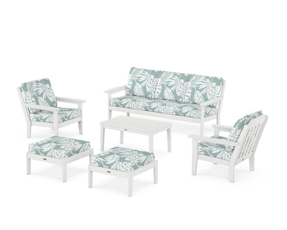 Country Living Cottage 6-Piece Lounge Sofa Set in White / Leaf Glacier Spa