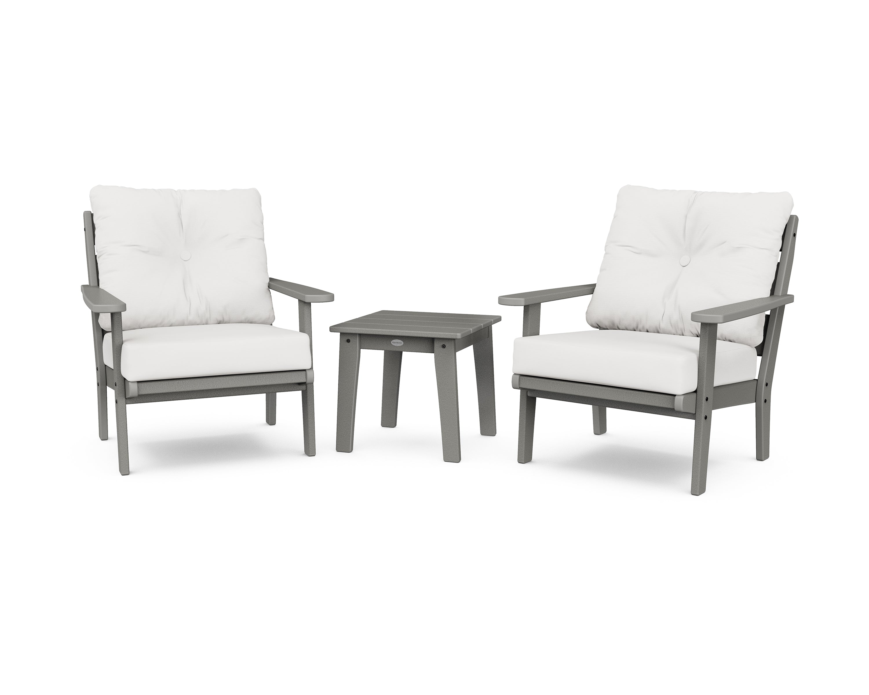 POLYWOOD® Lakeside 3-Piece Deep Seating Chair Set in Slate Grey / Natural Linen