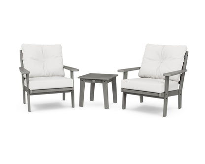 POLYWOOD® Lakeside 3-Piece Deep Seating Chair Set in Slate Grey / Natural Linen