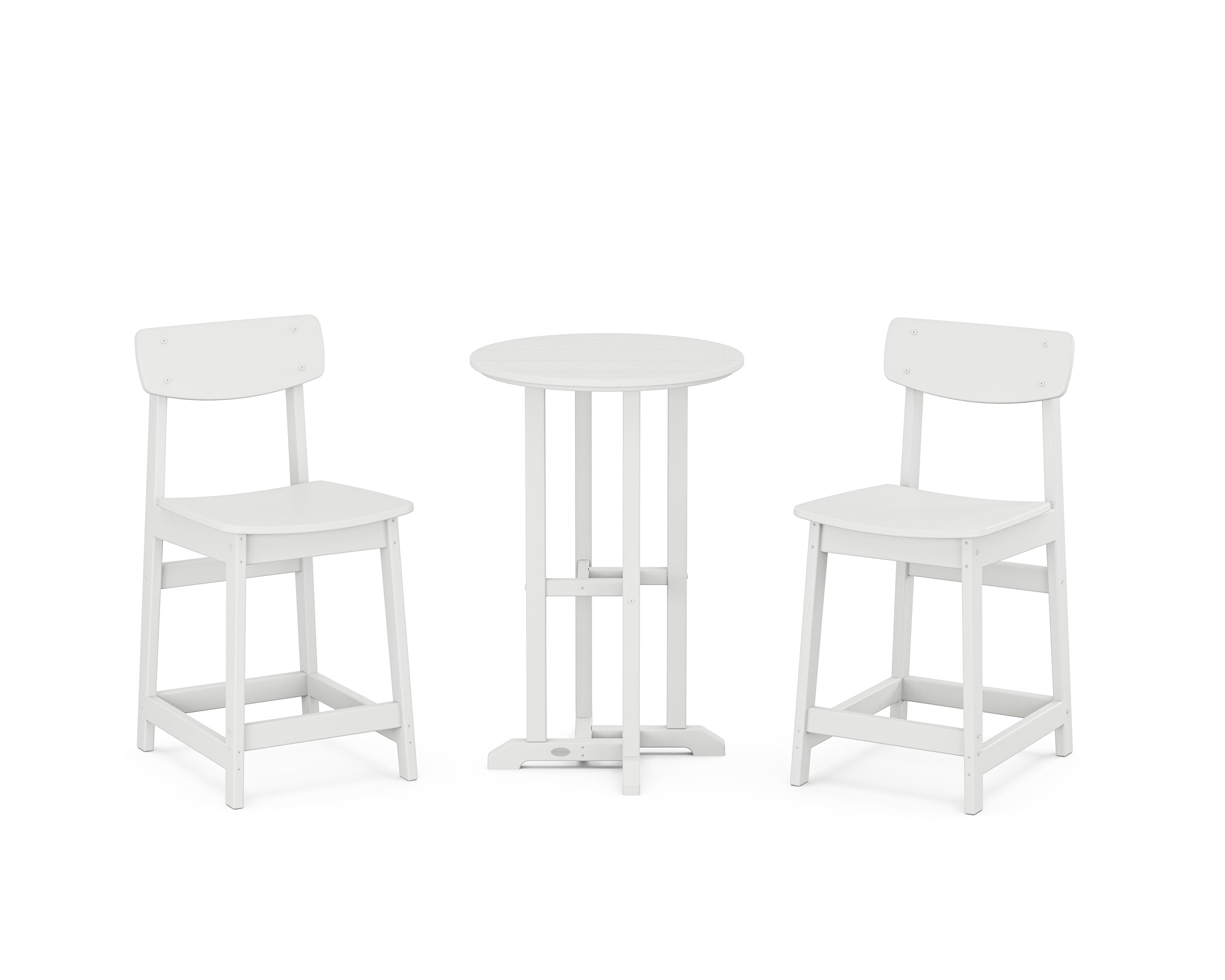 POLYWOOD® Modern Studio Urban Chair 3-Piece Bistro Counter Set in White