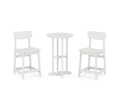 POLYWOOD® Modern Studio Urban Chair 3-Piece Bistro Counter Set in White