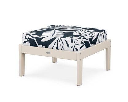 POLYWOOD® Braxton Deep Seating Ottoman in Sand / Leaf Marine Indigo