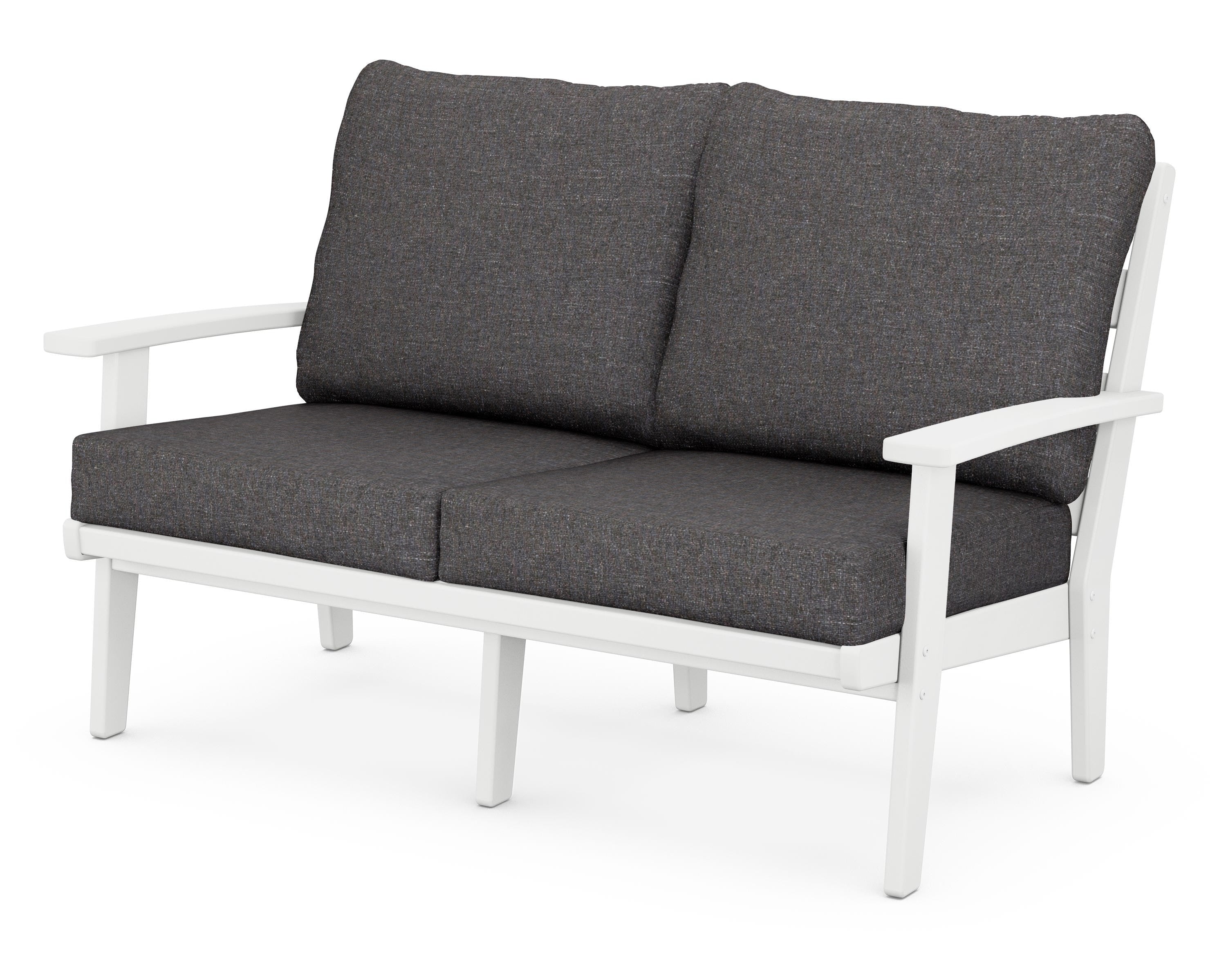POLYWOOD® Grant Park Deep Seating Loveseat in White / Ash Charcoal