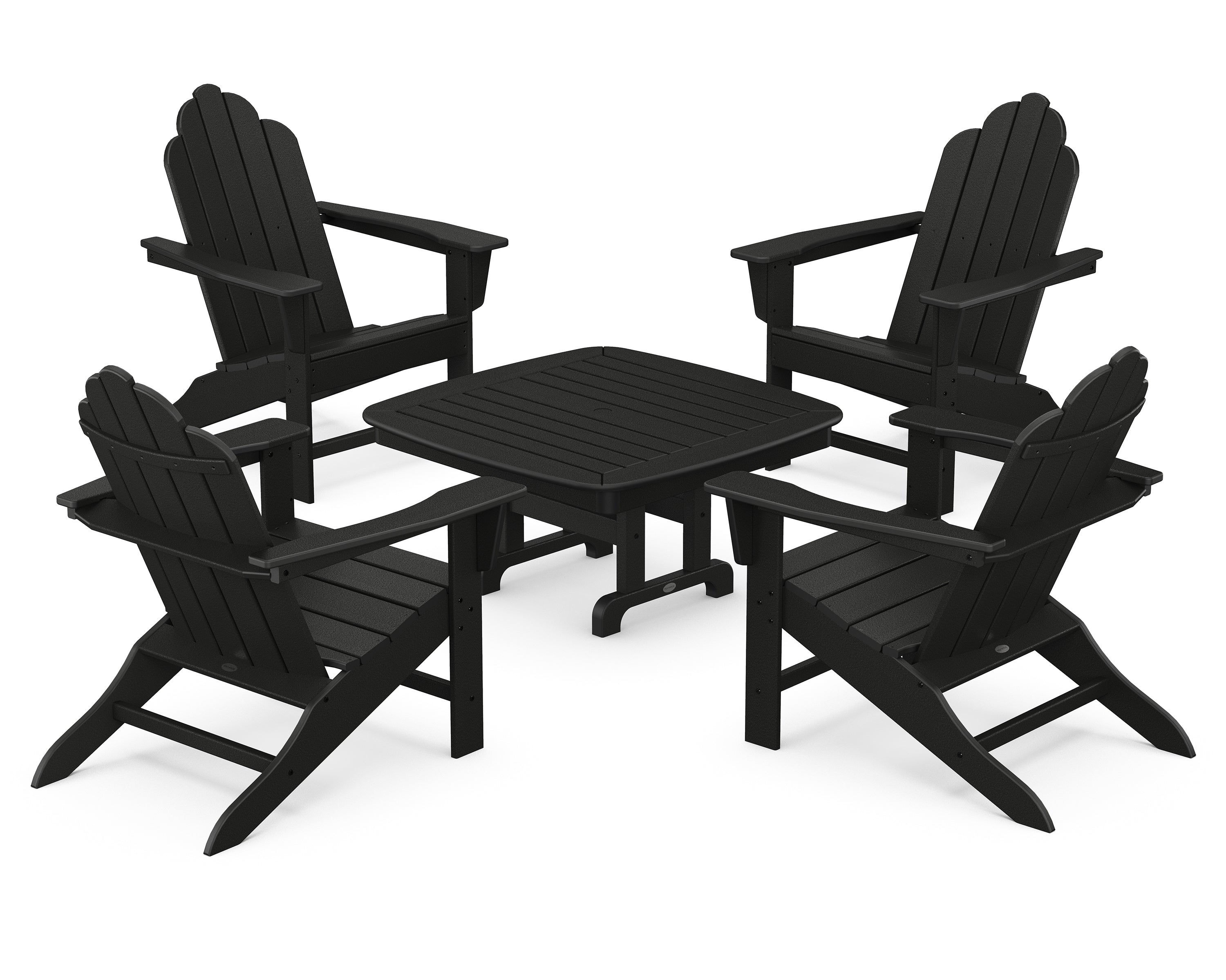 POLYWOOD® Long Island Adirondack 5-Piece Conversation Group in Black