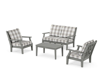 Country Living Wovendale 4-Piece Deep Seating Set with Loveseat in Slate Grey / Buffalo Plaid Grey Mist