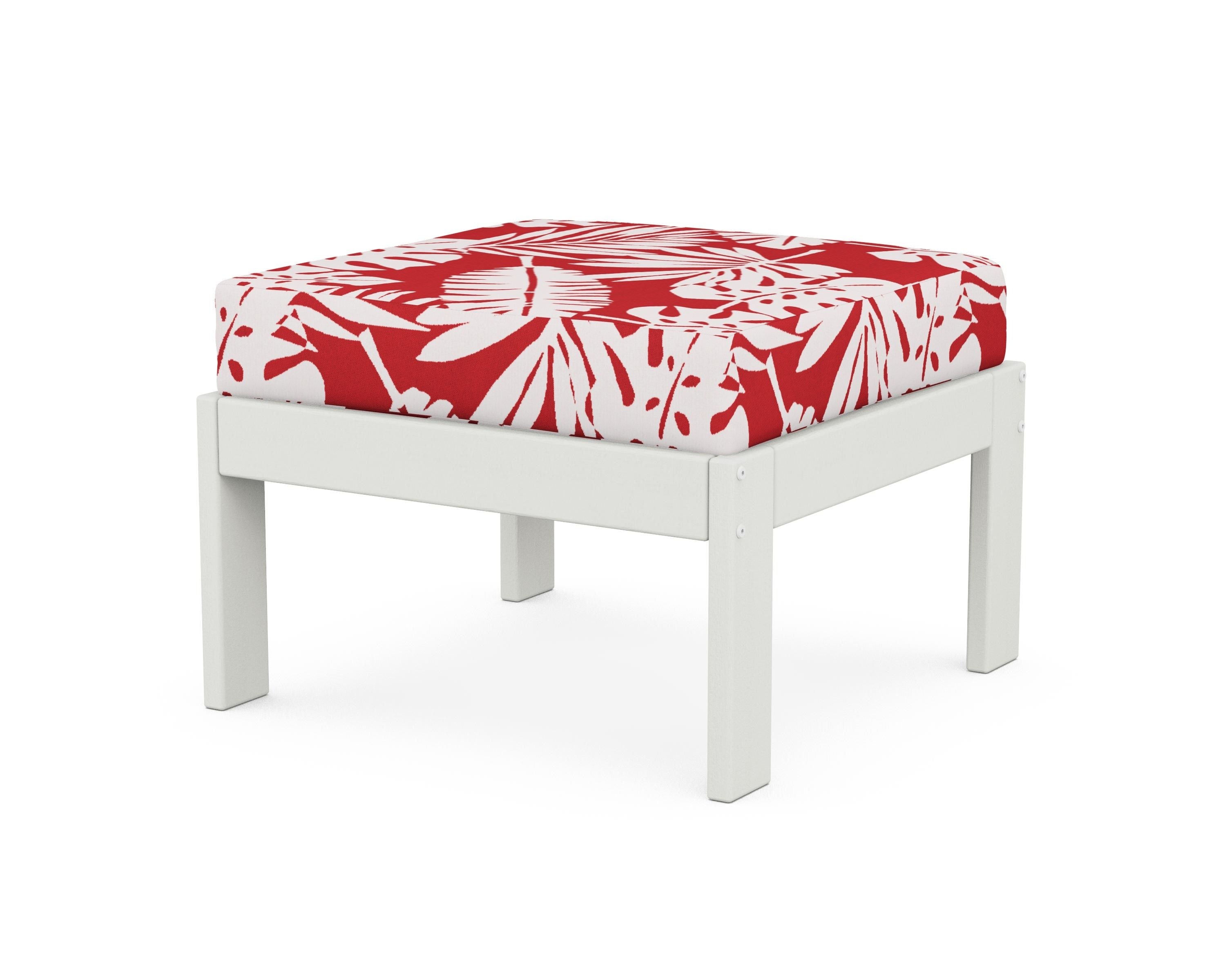 POLYWOOD® Vineyard Modular Ottoman in Vintage White / Leaf Crimson