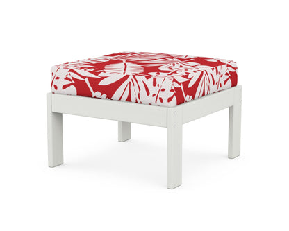 POLYWOOD® Vineyard Modular Ottoman in Vintage White / Leaf Crimson