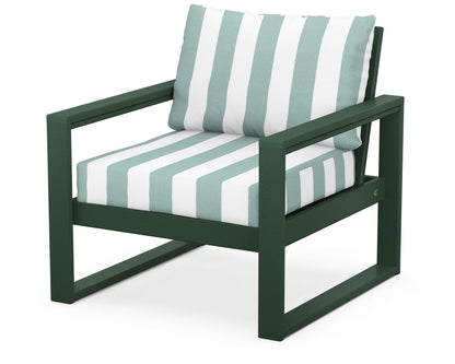 POLYWOOD® EDGE Club Chair in Green / Cabana Stripe Glacier Spa