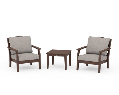 Draper James™ by  POLYWOOD® Savannah 3-Piece Deep Seating Set in Mahogany / Weathered Tweed