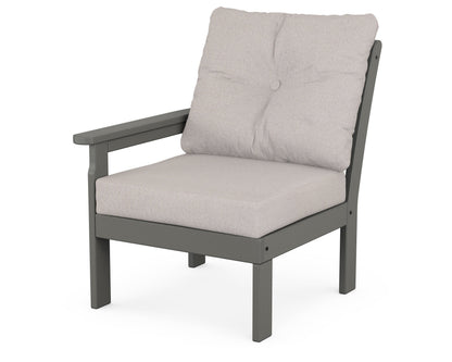 POLYWOOD® Vineyard Modular Left Arm Chair in Slate Grey / Dune Burlap