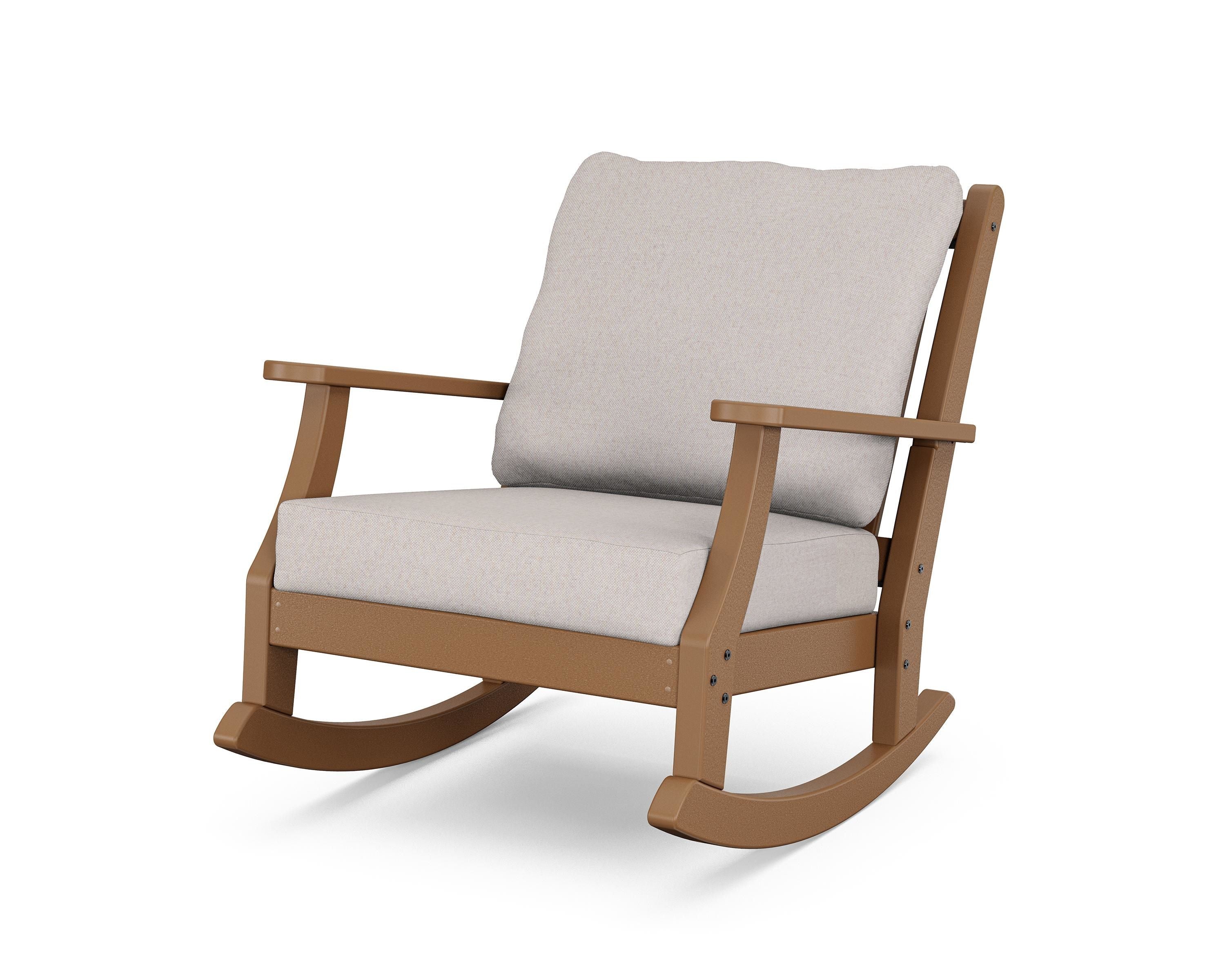 Country Living Wovendale Deep Seating Rocking Chair in Teak / Dune Burlap