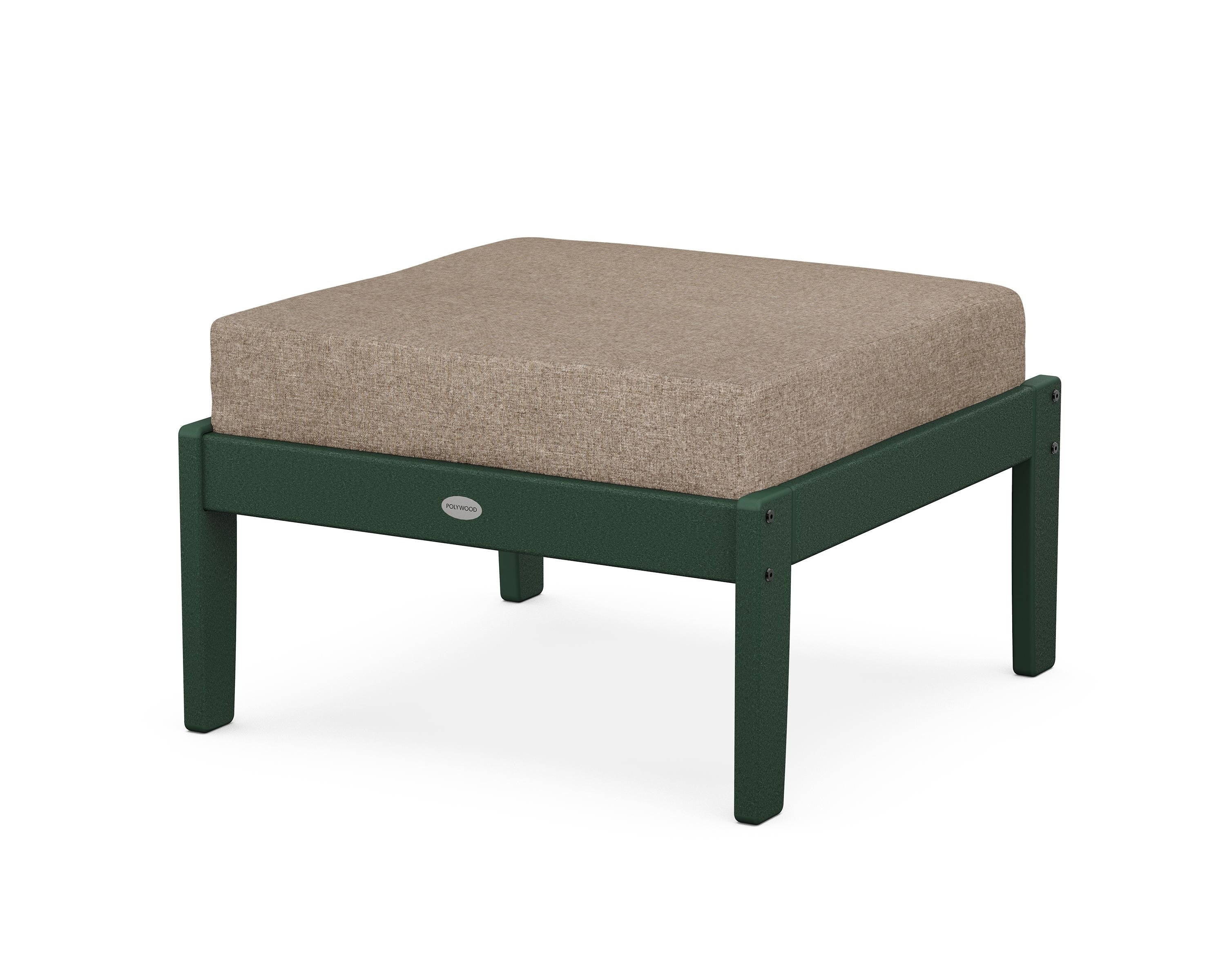 POLYWOOD® Braxton Deep Seating Ottoman in Green / Spiced Burlap